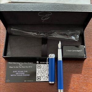 Ellington Pens Blue Fountain Pen with Chrome Accents